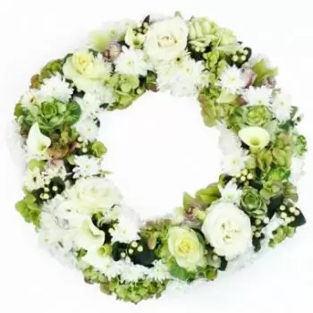 جراندريفيير الزهور على الإنترنت - إكليل زهرة بيضاء Aristophanes باقة