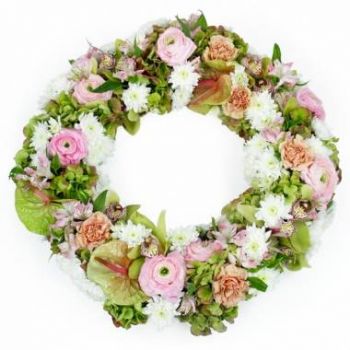 Saint-Denis Fleuriste en ligne - Couronne de fleurs pastels Hécube Bouquet