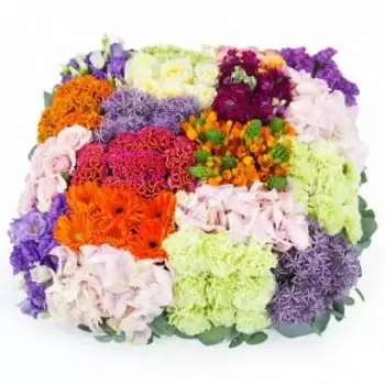 Saint-Laurent-du-Maroni Online Blumenhändler - Heraklit bunt kariertes quadratisches Kissen Blumenstrauß