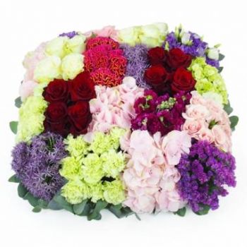 La Possession Fleuriste en ligne - Coussin carré à damier de fleurs Parthénon Bouquet