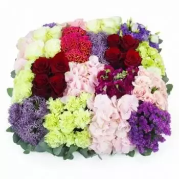 Le Tampon online Blomsterhandler - Parthenon Flower Checkerboard Firkantet Pude Buket