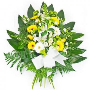 ליון פרחים- זר פרחים צהובים ולבנים זר פרחים/סידור פרחים