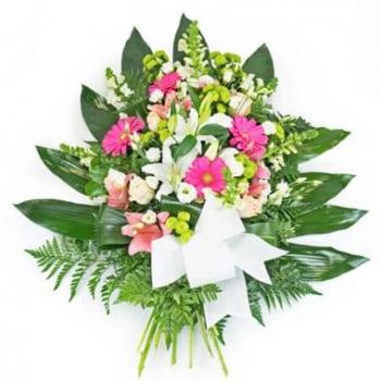 Mooi hoor bloemen bloemist- Krans van roze en witte bloemen Boeket/bloemstuk
