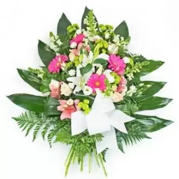 بائع زهور بوردو- إكليل من الزهور الوردية والبيضاء باقة الزهور