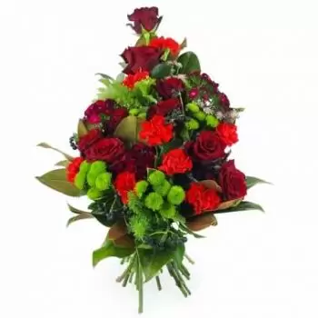 Kiva Online kukkakauppias - Seppele punaisista ja vihreistä kukista Zeus Kimppu