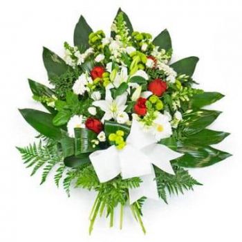 приятен онлайн магазин за цветя - Венец от червени и бели цветя Букет