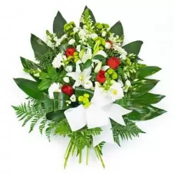 Pau online Blomsterhandler - Krans af røde og hvide blomster Buket