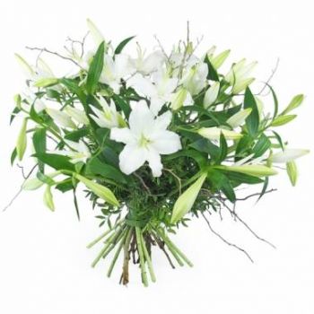 Гайана цветы- Большой букет сиракузских белых лилий Цветок Доставка