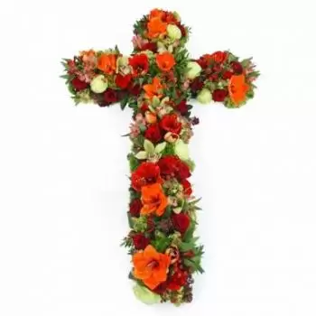 París Floristeria online - Gran cruz de flores rojas y verdes Diomede Ramo de flores