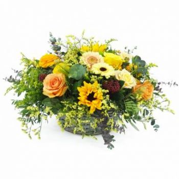 fiorista fiori di Bouloupari- Cesto da lutto di fiori ricamati di Dioniso Fiore Consegna