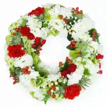 bordò Fiorista online - Piccola corona di fiori rossi e bianchi Amon Mazzo