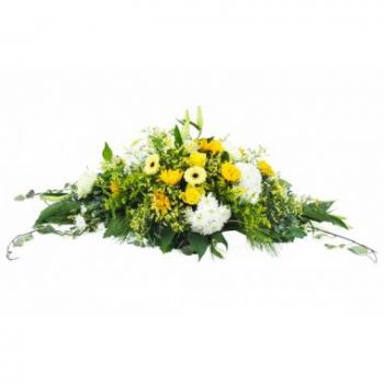 מונאקו פרחים- מחבט אבל פלוטון צהוב לבן זר פרחים/סידור פרחים