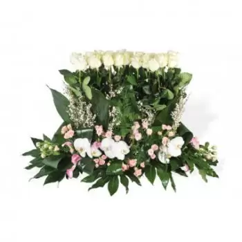 Basse-Pointe Fleuriste en ligne - Raquette de fleurs de deuil L'Angélus Bouquet