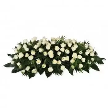 איחוד פרחים- מחבט ורדים לבנים L'Ange Gardien פרח משלוח